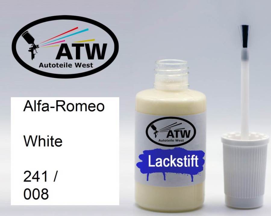 Alfa-Romeo, White, 241 / 008: 20ml Lackstift, von ATW Autoteile West.